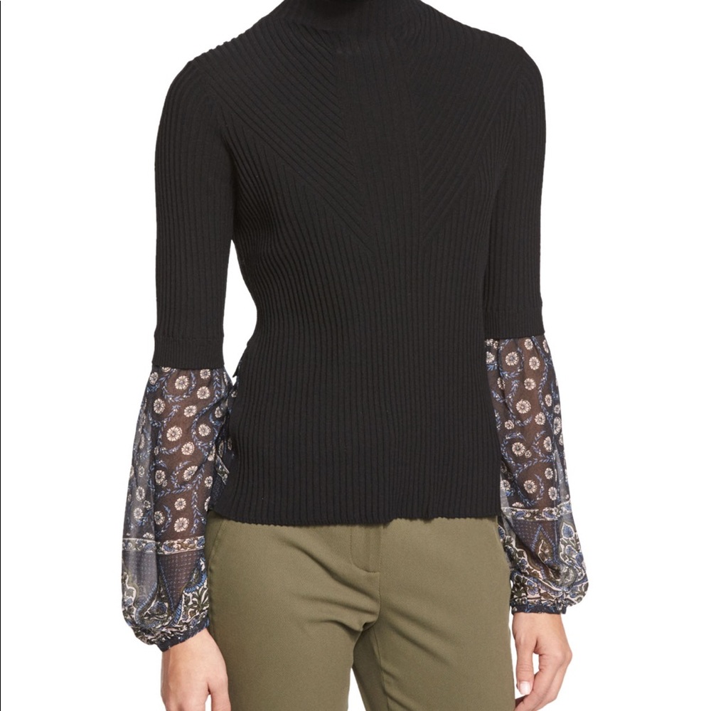 Veronica beard moon ribbed mixed combo sweater